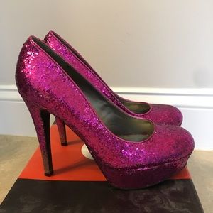 Guess pink glitter heels